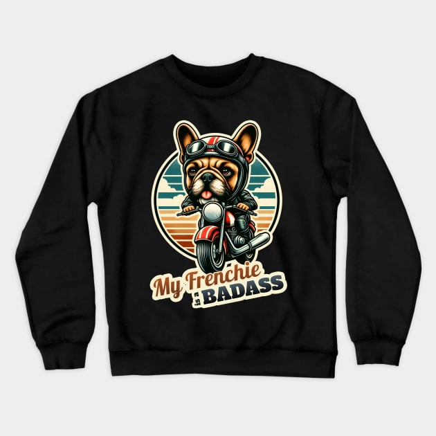 Biker French Bulldog Crewneck Sweatshirt by k9-tee